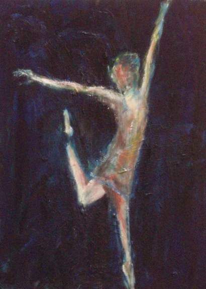 Dance forever. Dancer in oil on card by Anne Milton, Fine Artist